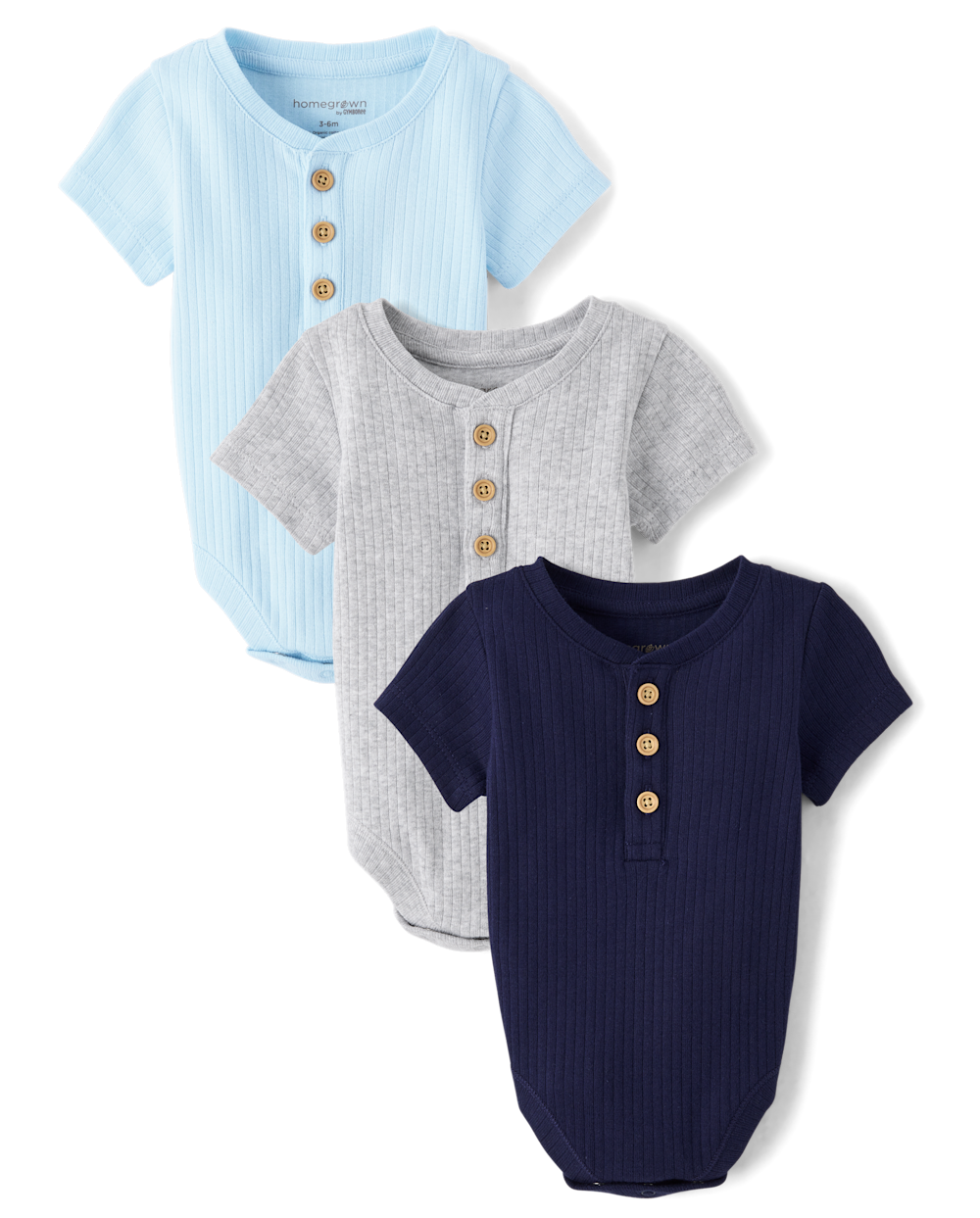 Boys | Baby Marled Henley Bodysuit 3-Pack - Homegrown by Gymboree | Size 18-24 M | Cotton