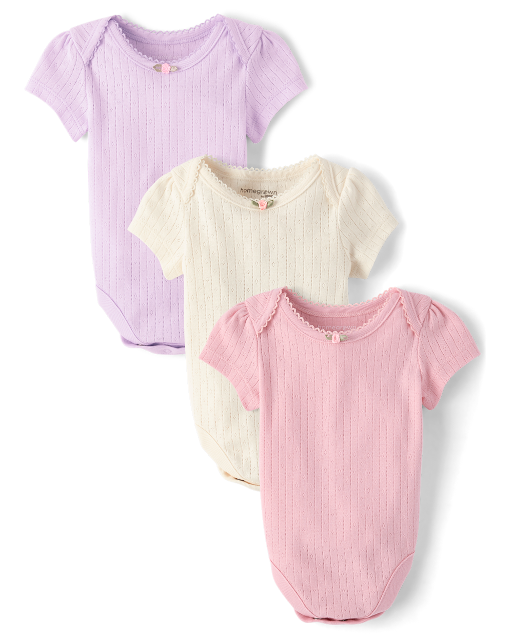 Girls | Baby Pointelle Bodysuit 3-Pack - Homegrown by Gymboree | Size UP TO 7LBS | Cotton