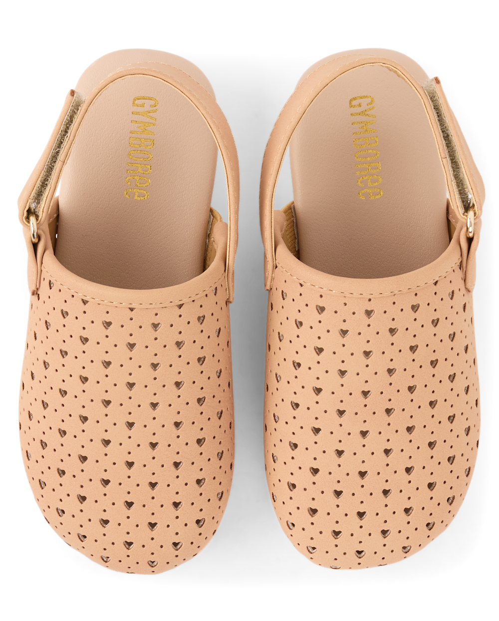 Gymboree | Girls | Perforated Heart Clogs - Little Essentials in Tan | Size Toddler 9 | 100% Faux Leather