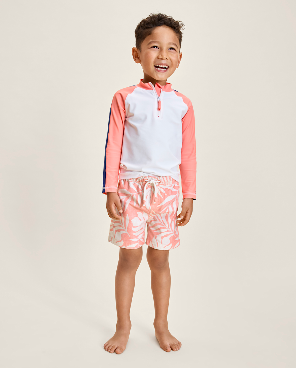 Gymboree | Boys | Tropical Leaf Swim Trunks - Swim Shop in Coral | Size 18-24 M | Polyester