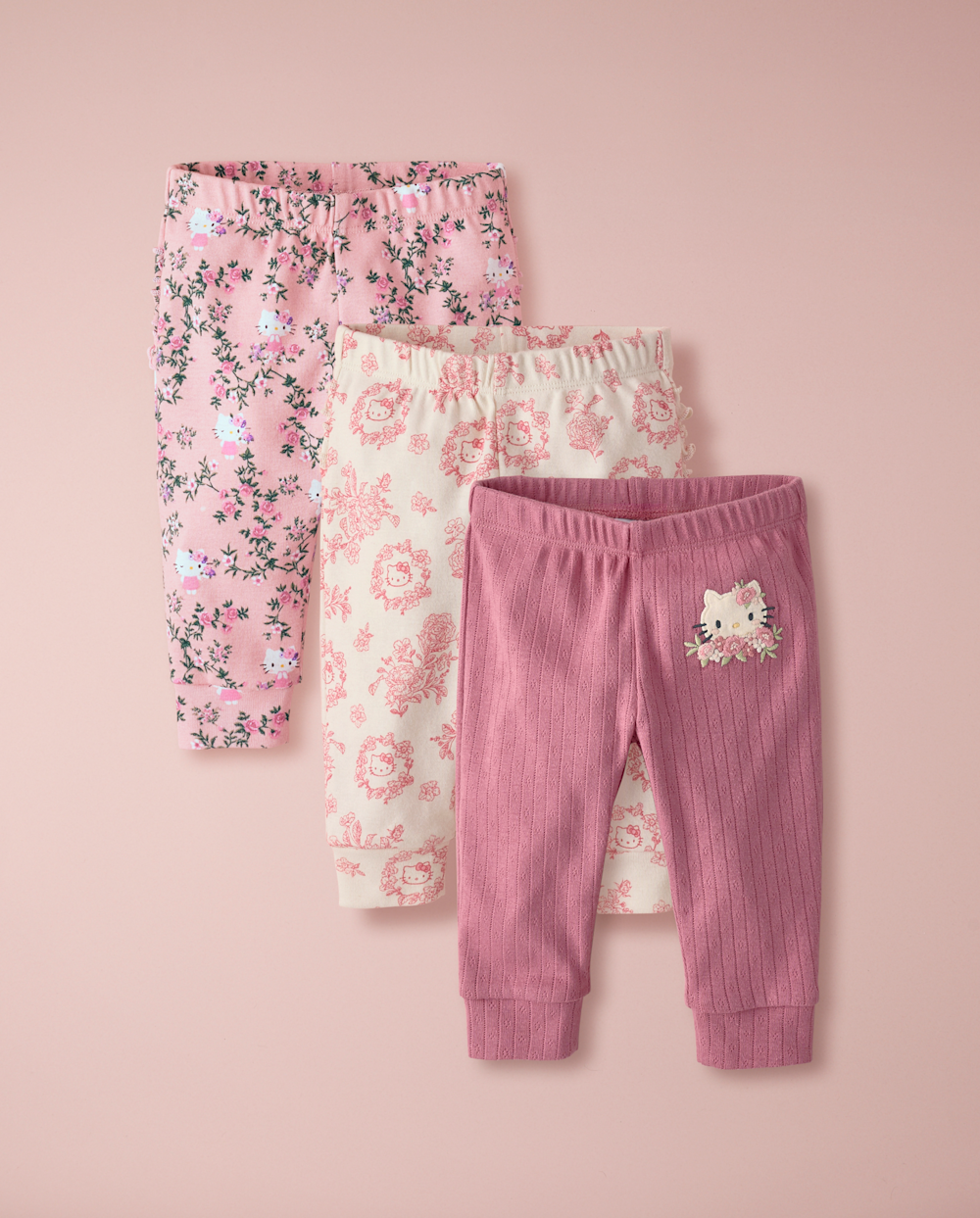 Gymboree | Girls | Baby Hello Kitty® Floral Toile Ruffle Leggings 3-Pack | Size 9-12 M | Cotton