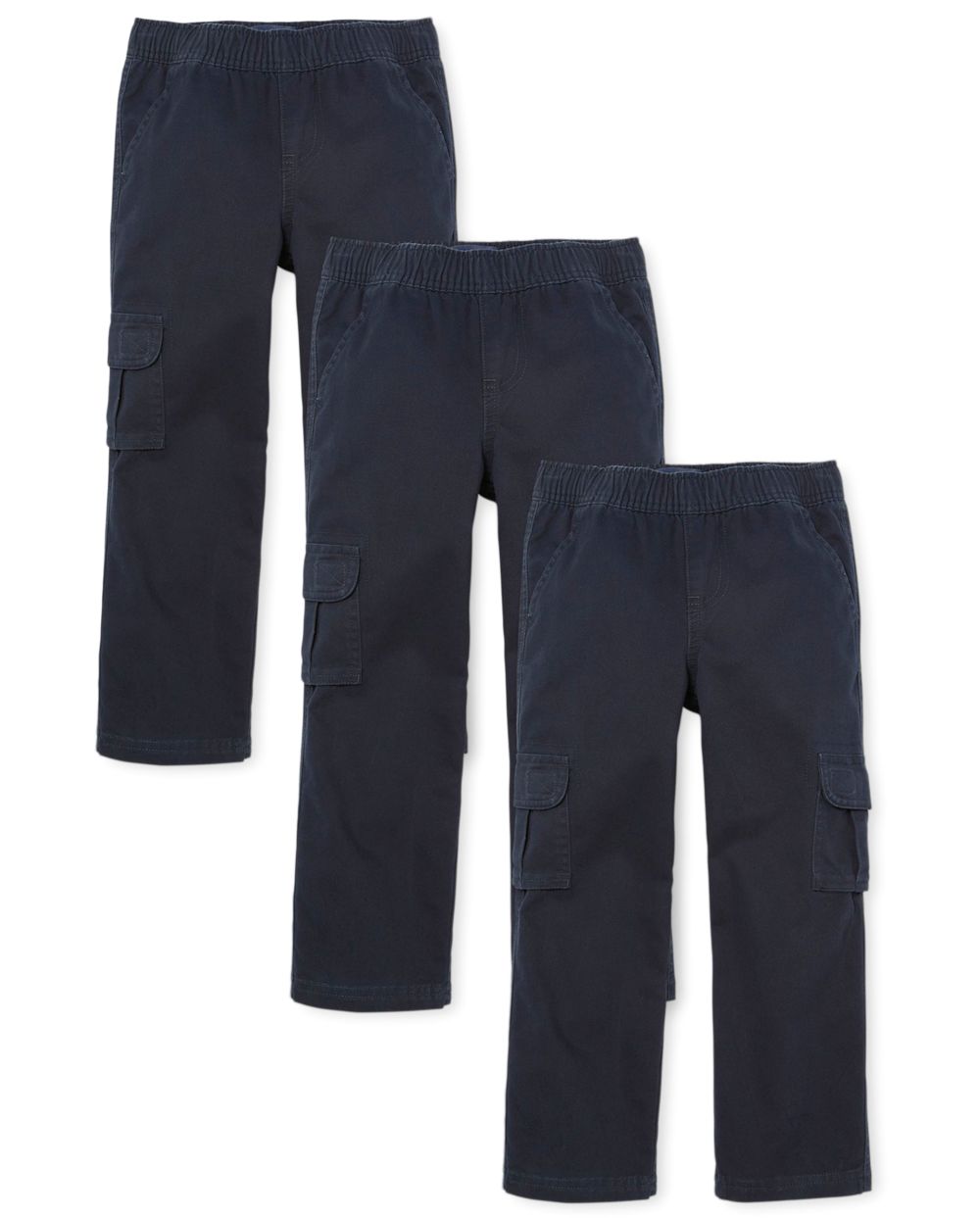 The Childrens Place Boys Uniform Pull On Chino Cargo Pants 3-Pack in Blue | Size 4 | 100% Cotton