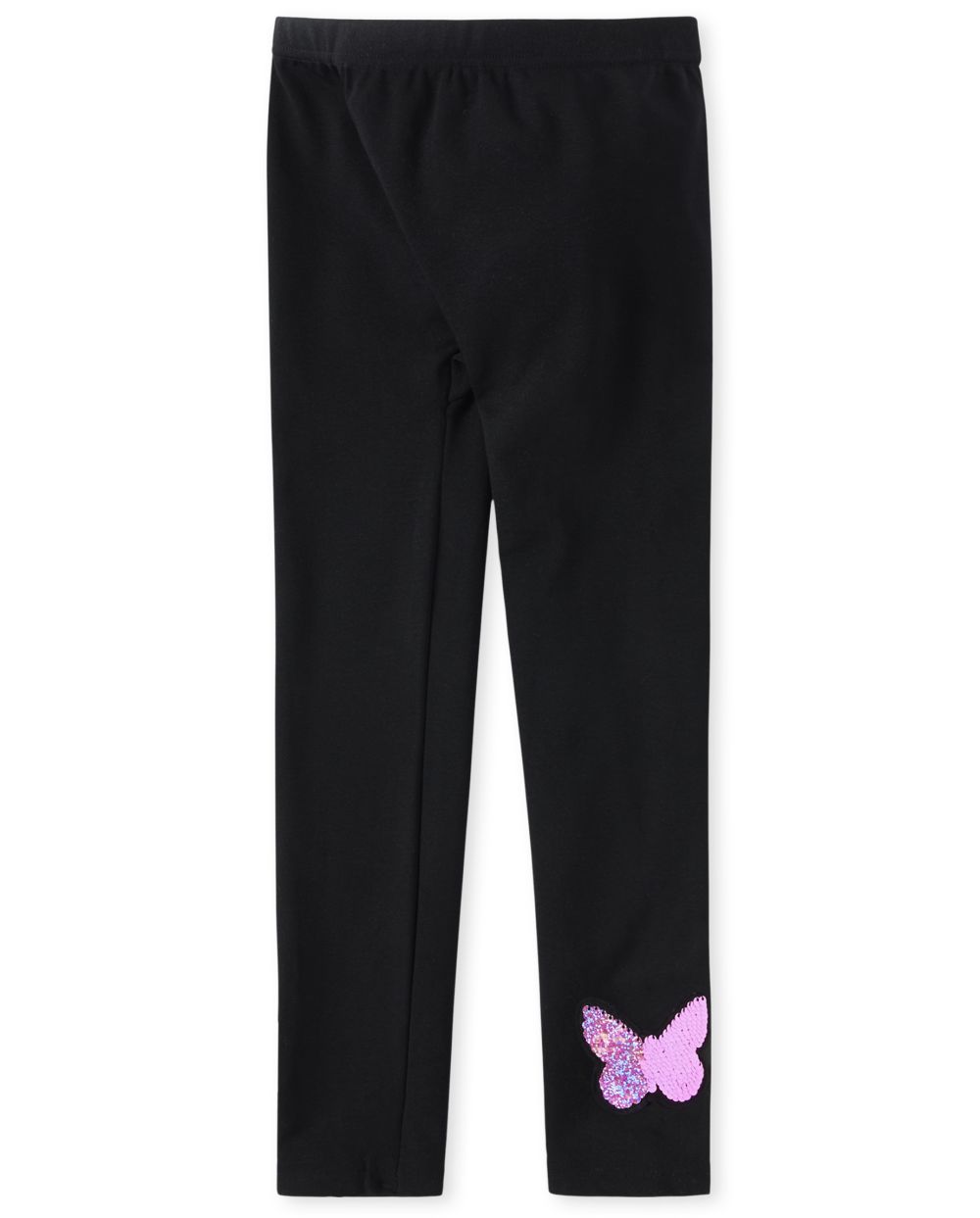 The Childrens Place Girls Flip Sequin Butterfly Fleece Lined Leggings in Black | Size XS (4)