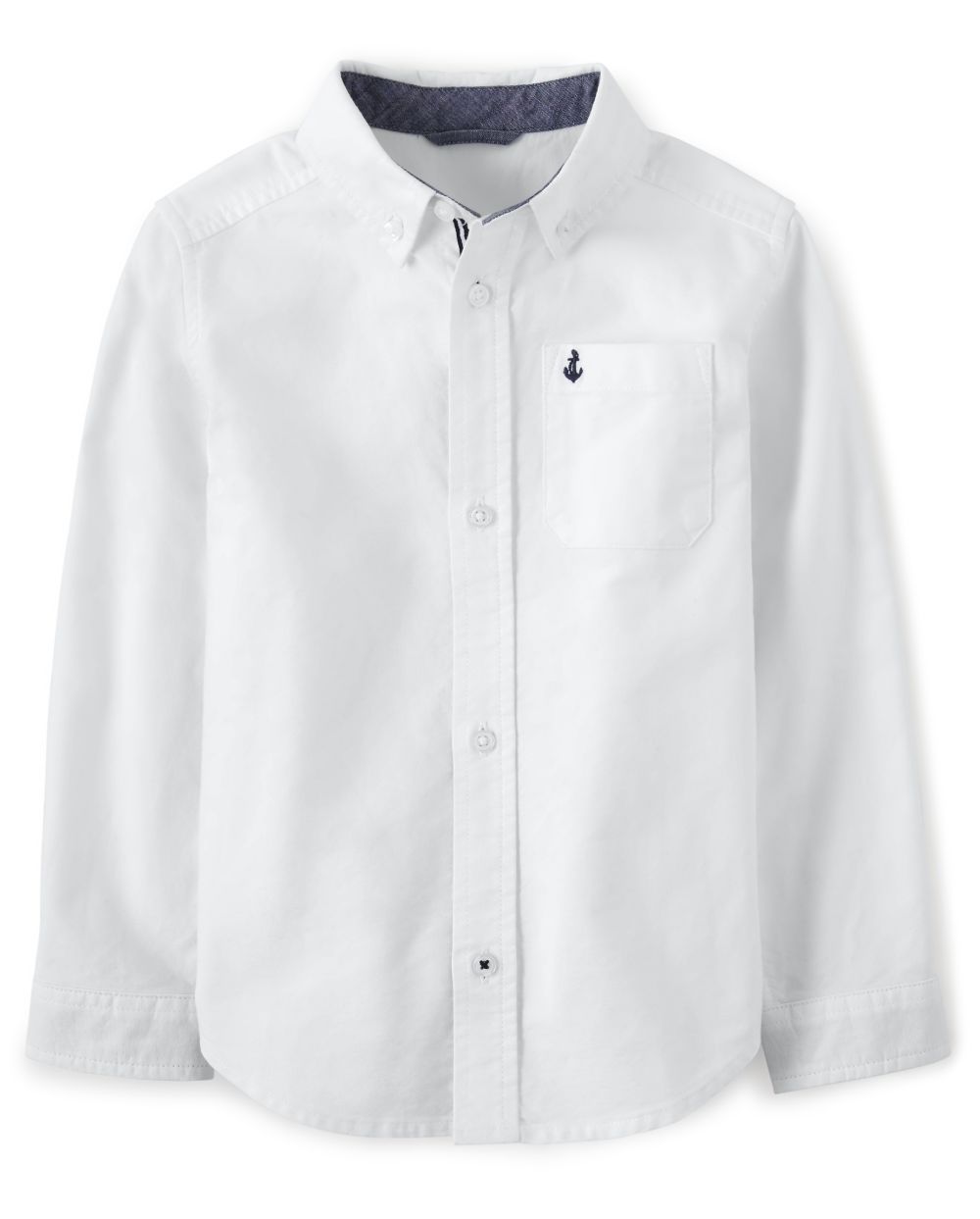 Boys Long Sleeve Embroidered Anchor Oxford Button Up Shirt - Spring Jubilee