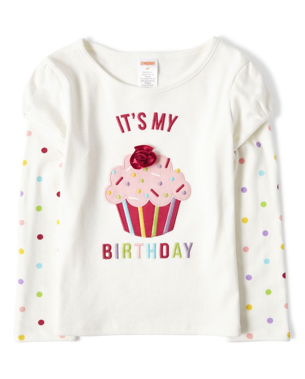 Top 2 en 1 de cupcake bordado para niñas - Birthday Boutique
