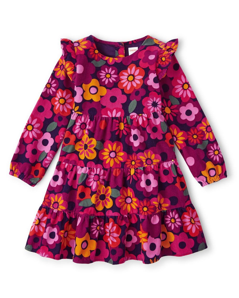Vestido Niña Escalonado Pana Floral - Berry Cute