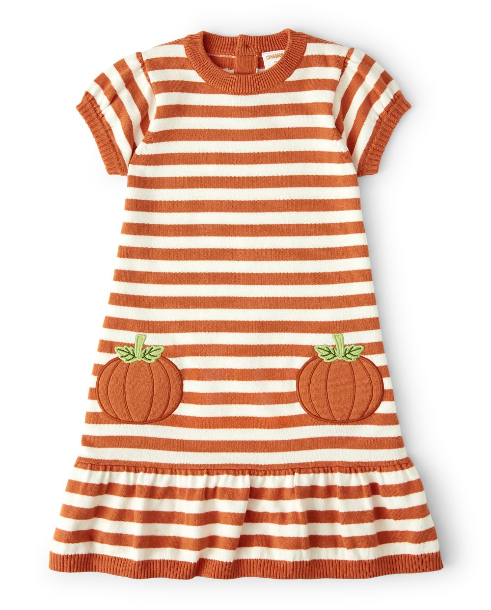 matching sibling fall outfits, white and orange striped pumpkin sweater dress