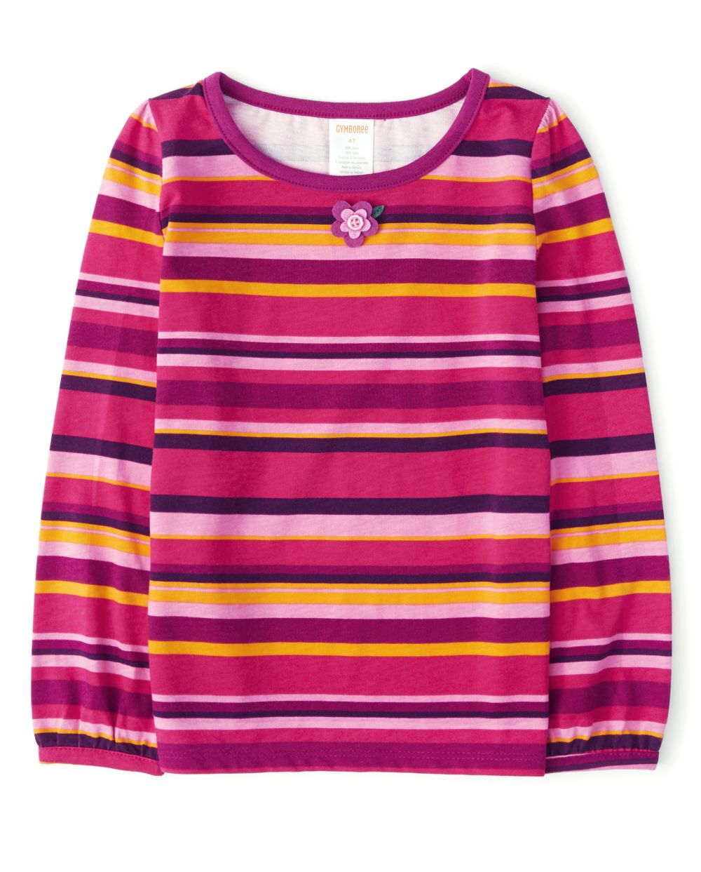 Top de rayas con flores y apliques para niñas - Berry Cute