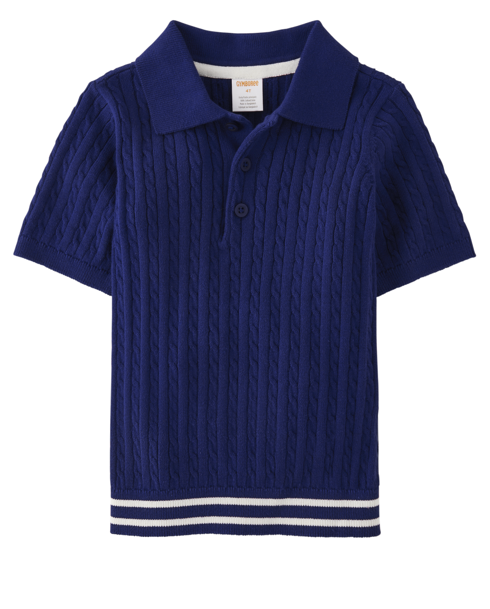 Boys Cable Knit Polo - Bon Voyage - downpour