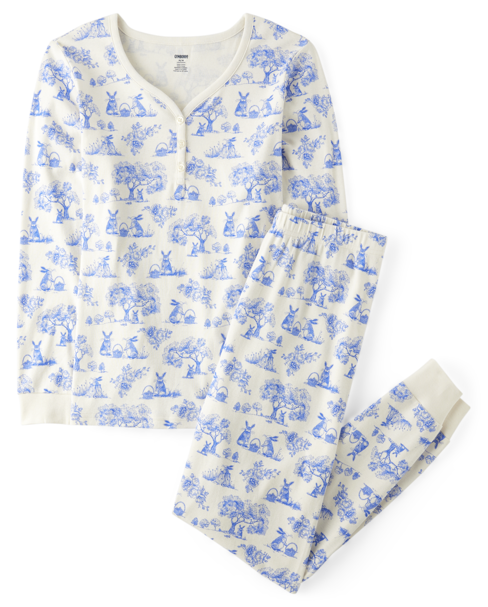 Womens Mommy And Me Bunny Cotton Pajamas - Gymmies - white