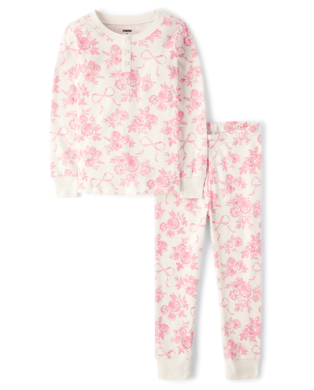 Girls Mommy And Me Floral Snug Fit Cotton Pajamas - Gymmies - white