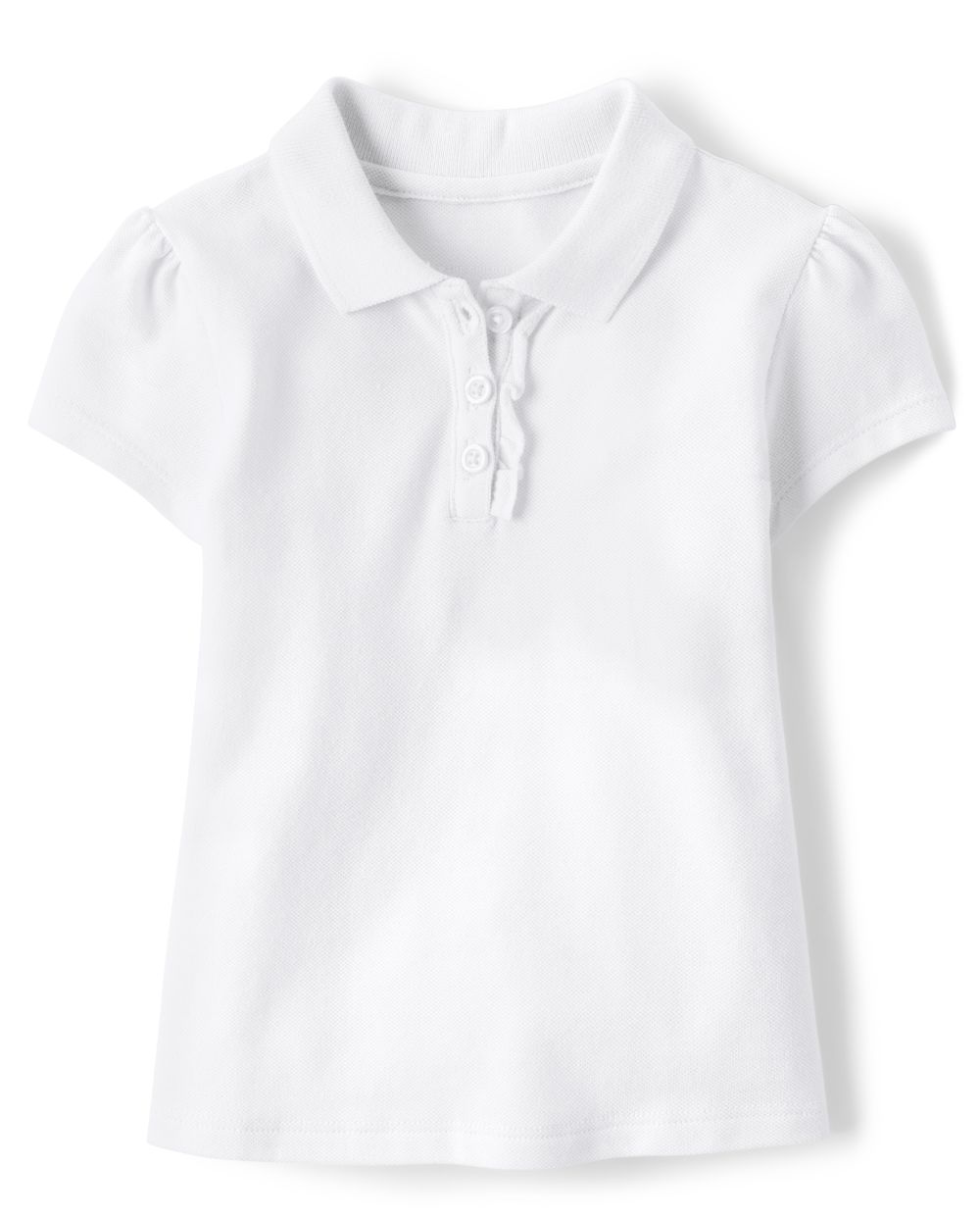 Toddler Girls Uniform Short Sleeve Ruffle Pique Polo