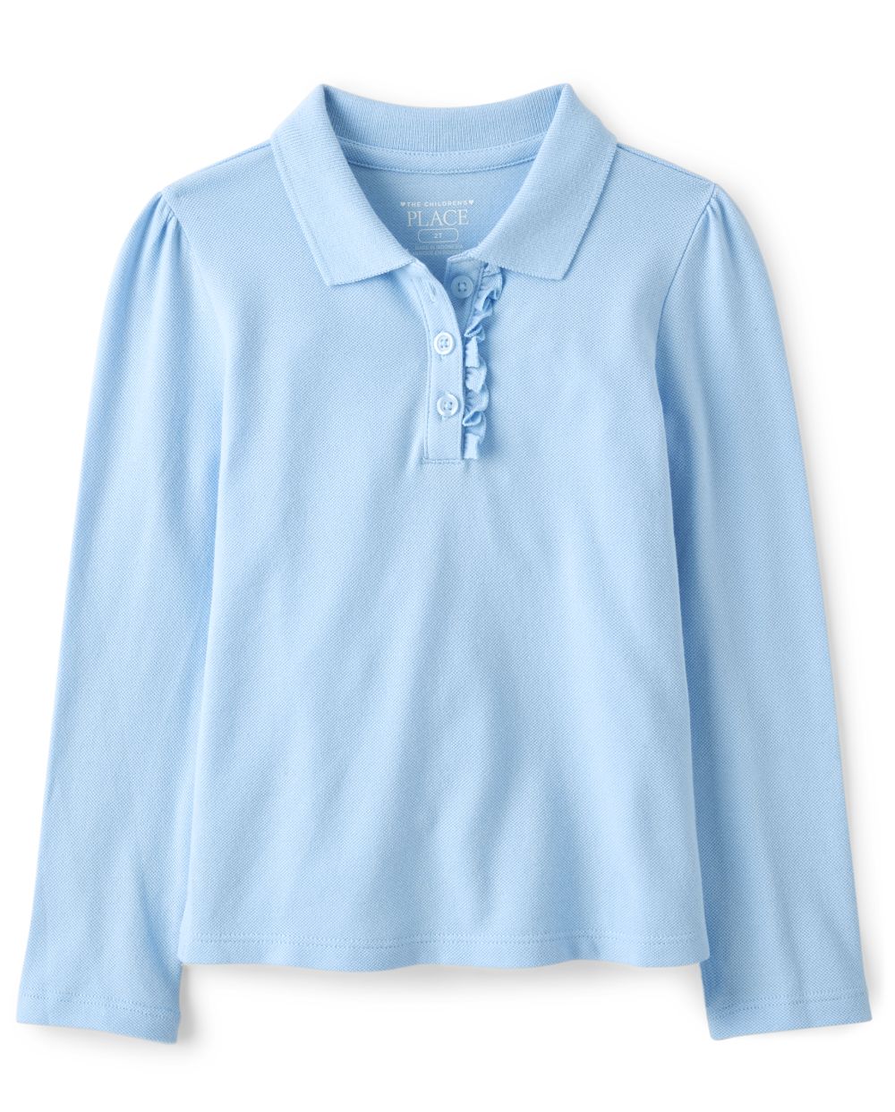 Toddler Girls Uniform Long Sleeve Ruffle Pique Polo