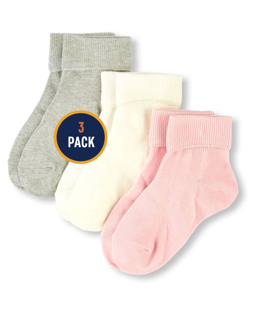 Girls Turn Cuff Socks 3Pack