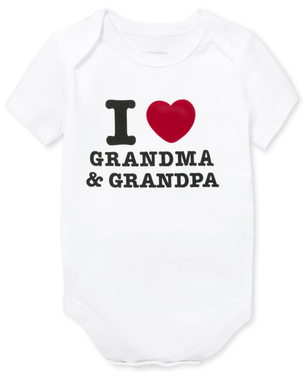 Unisex Baby Short Sleeve 'I Heart Grandma And Grandpa' Graphic Bodysuit