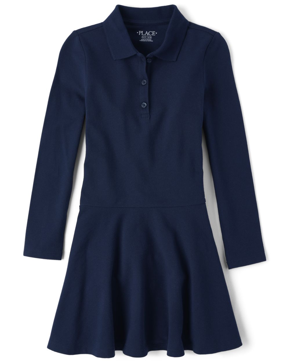 Girls Uniform Long Sleeve Pique Polo Dress