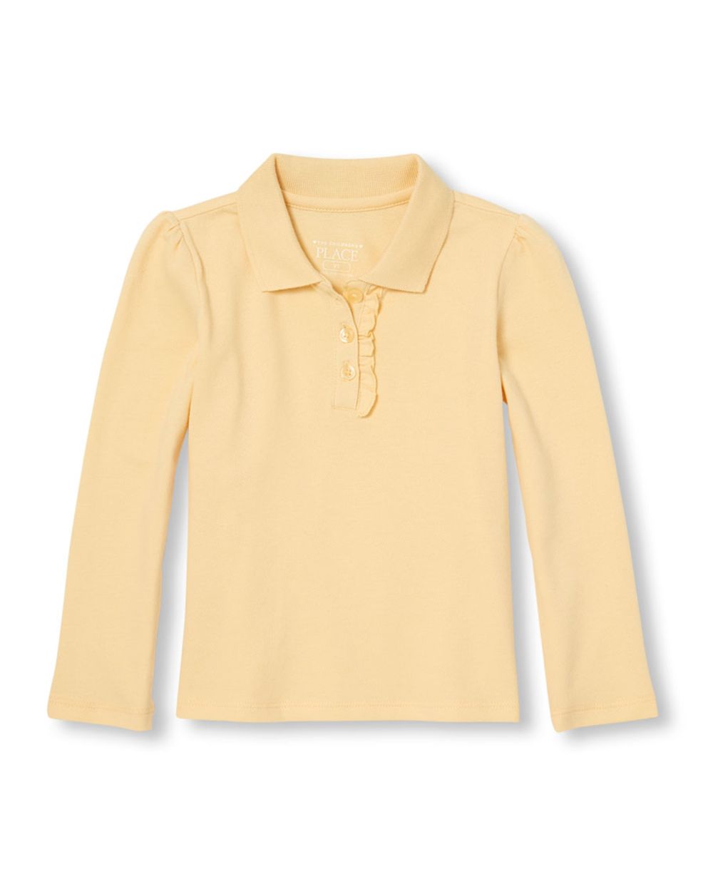 Toddler Girls Uniform Long Sleeve Ruffle Pique Polo