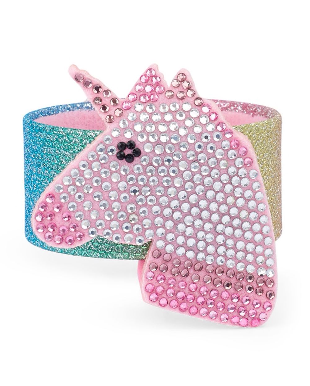 Girls Rhinestud Unicorn Glitter Rainbow Slap Bracelet