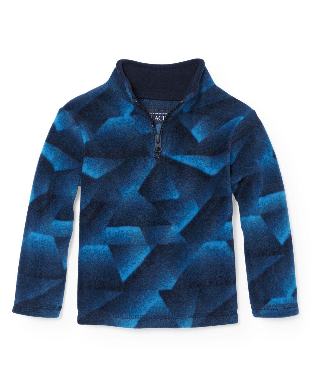 Toddler Boys Long Sleeve Print Fleece Half Zip Mock Neck Pullover