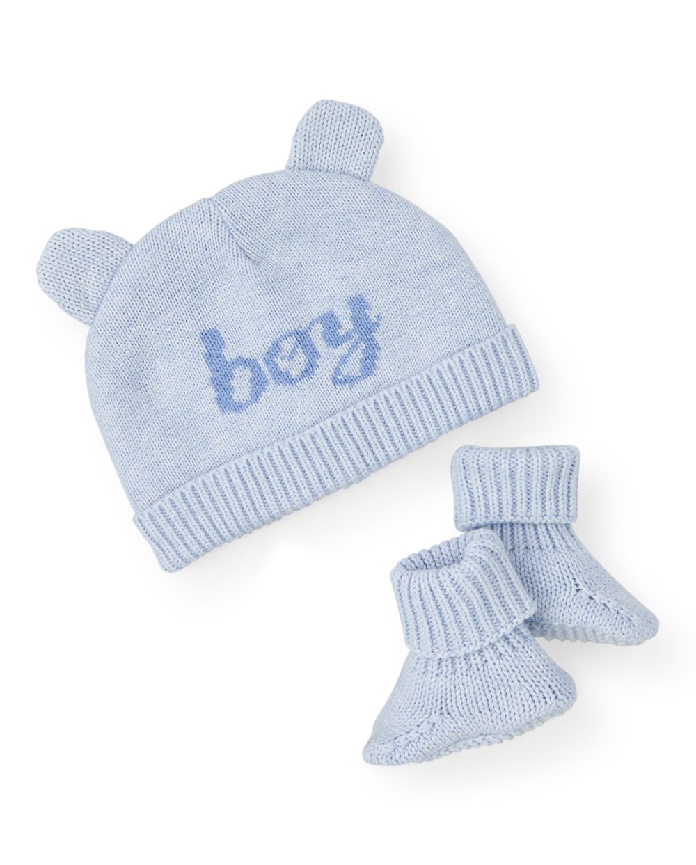 Baby Boys Bear Ears 'Boy' Hat And Booties Set