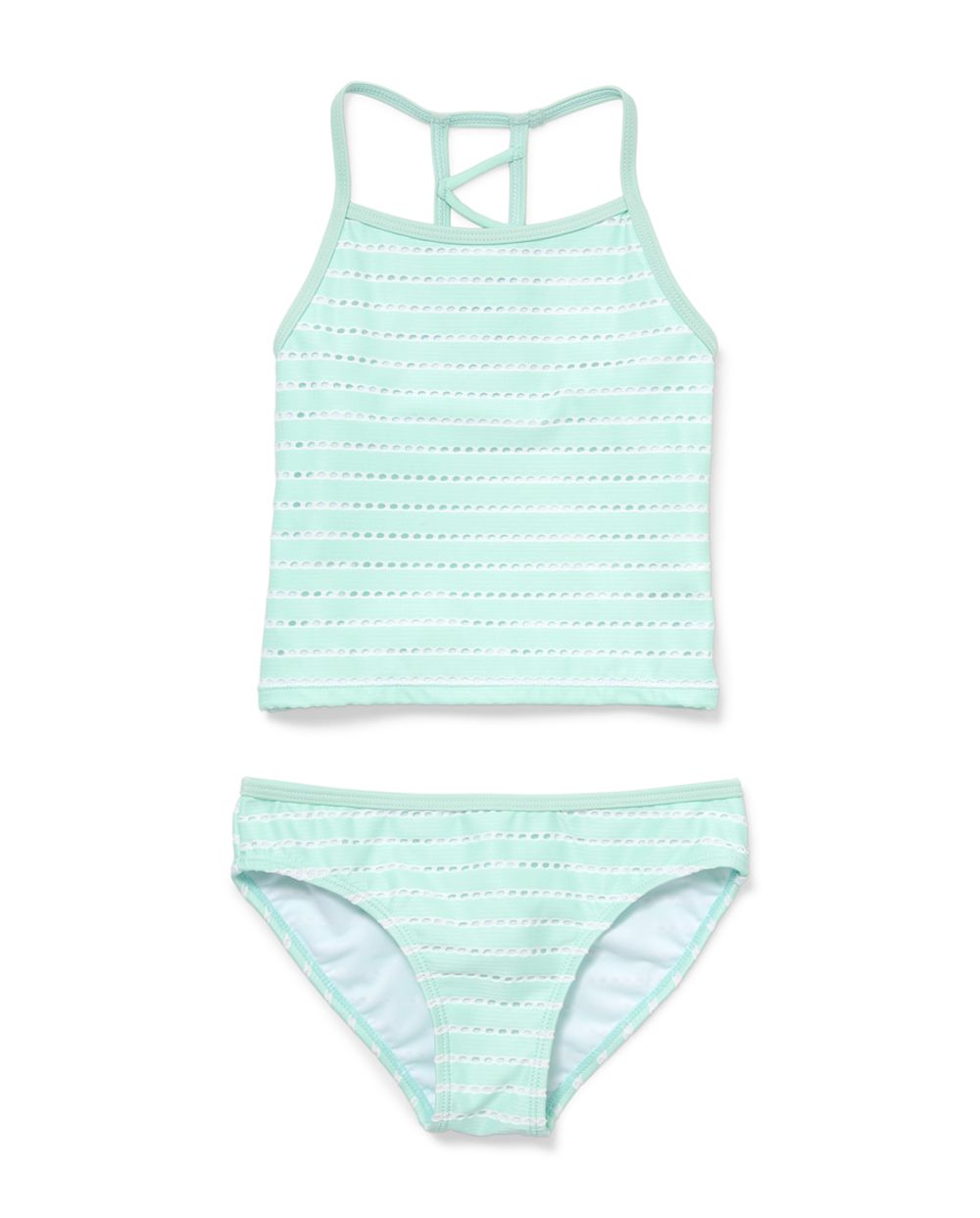 Girls Crochet Lace Cross Ladder Racerback Tankini Swimsuit