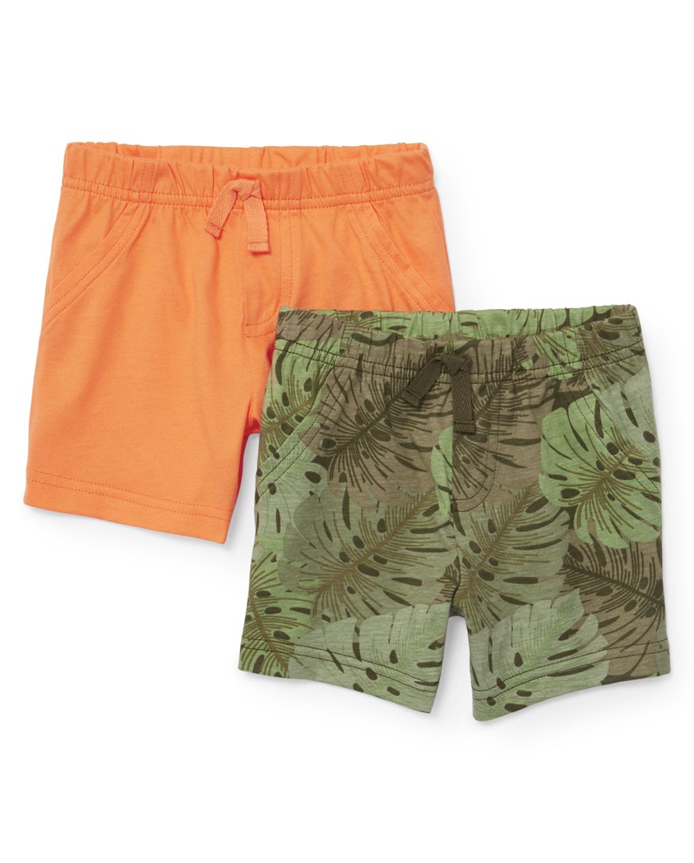 Baby Boys Tropical Print And Solid Knit Shorts 2Pack