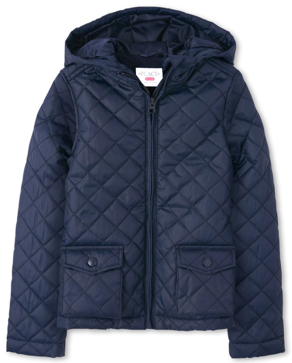 Girls Uniform Long Sleeve Quilted Hooded Jacket