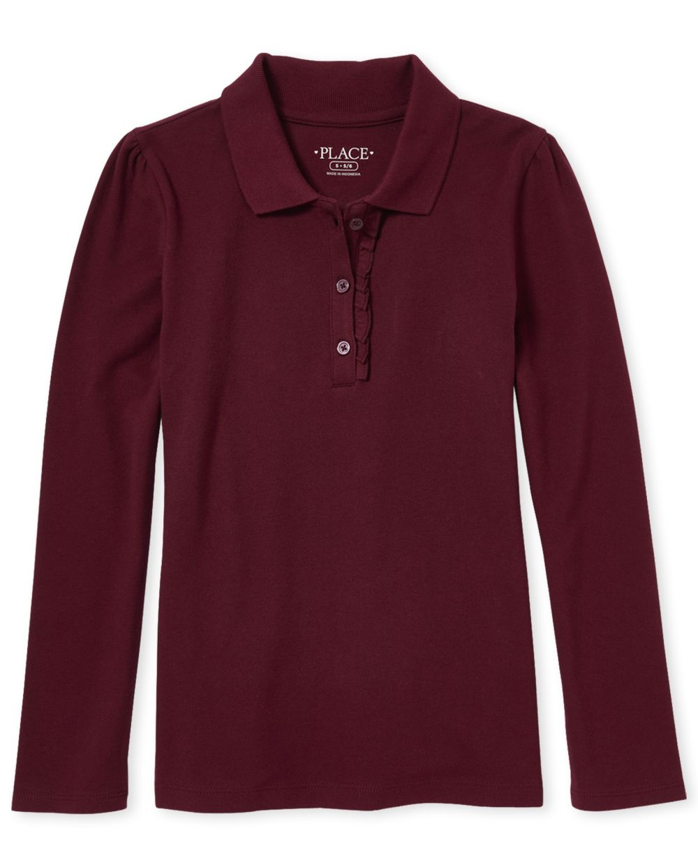 Girls Uniform Long Sleeve Ruffle Pique Polo