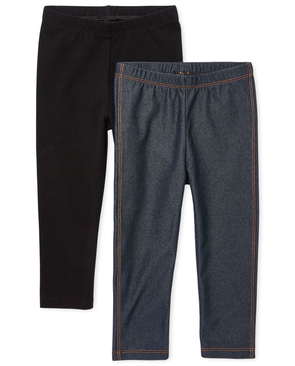 Toddler Girls Faux Denim And Solid Leggings 2Pack