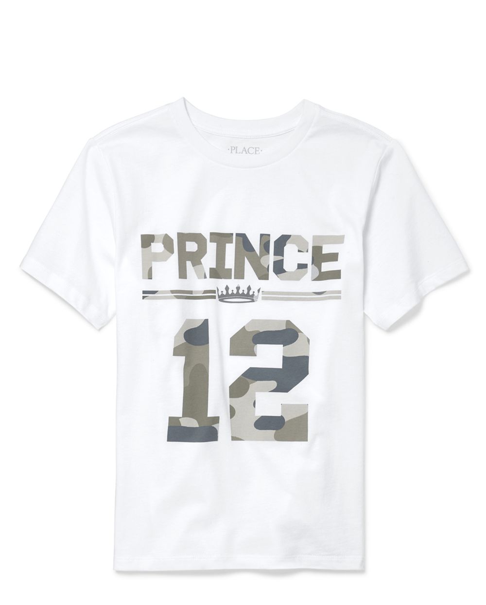 Boys Matching Family Short Sleeve Camo 'Prince 12' Graphic Tee