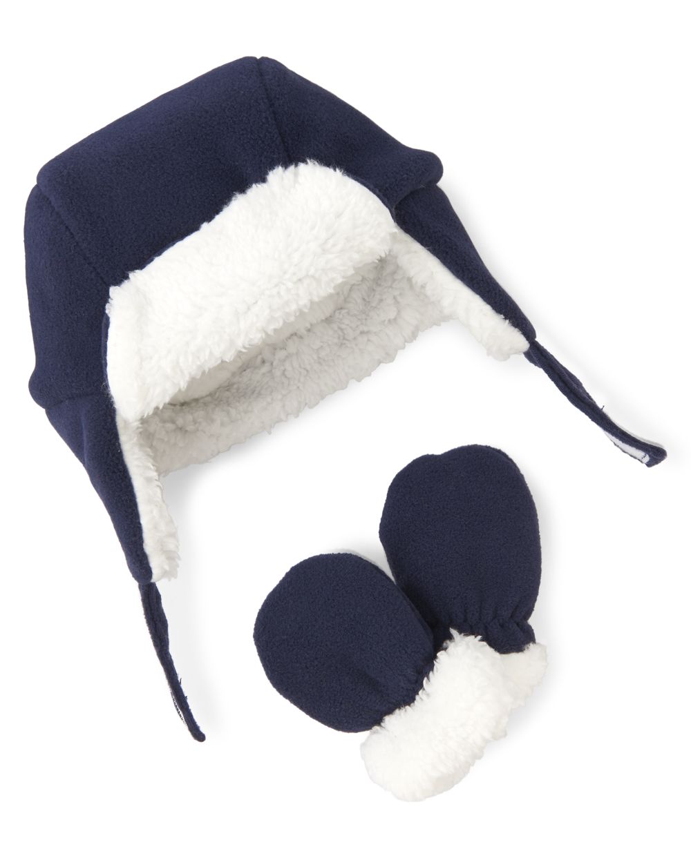 Baby Boys Faux Sherpa Lined Trapper Hat And Mittens Set