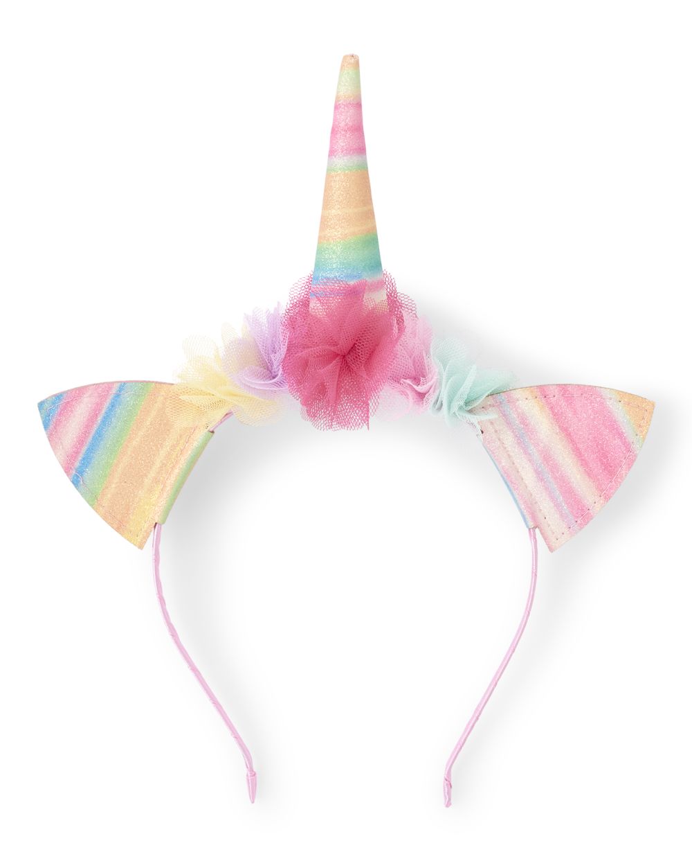 Girls Glitter Rainbow Striped Unicorn Headband