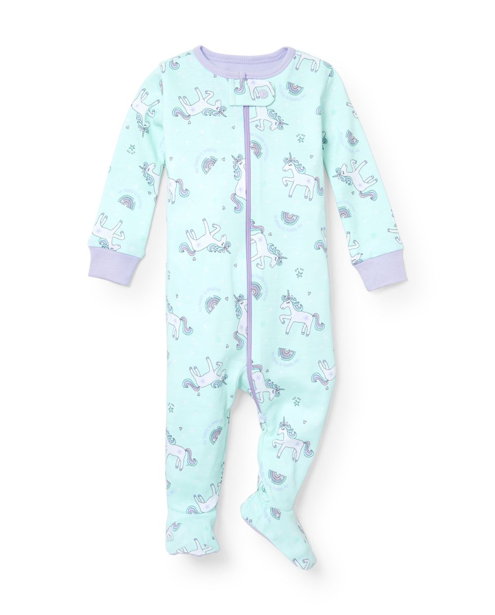 Pajama Suiting For Baby Girl In Unicorn Love Design Light Blue Color main image 0
