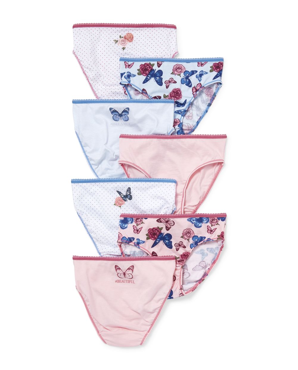 Girls Butterfly Briefs 7-Pack