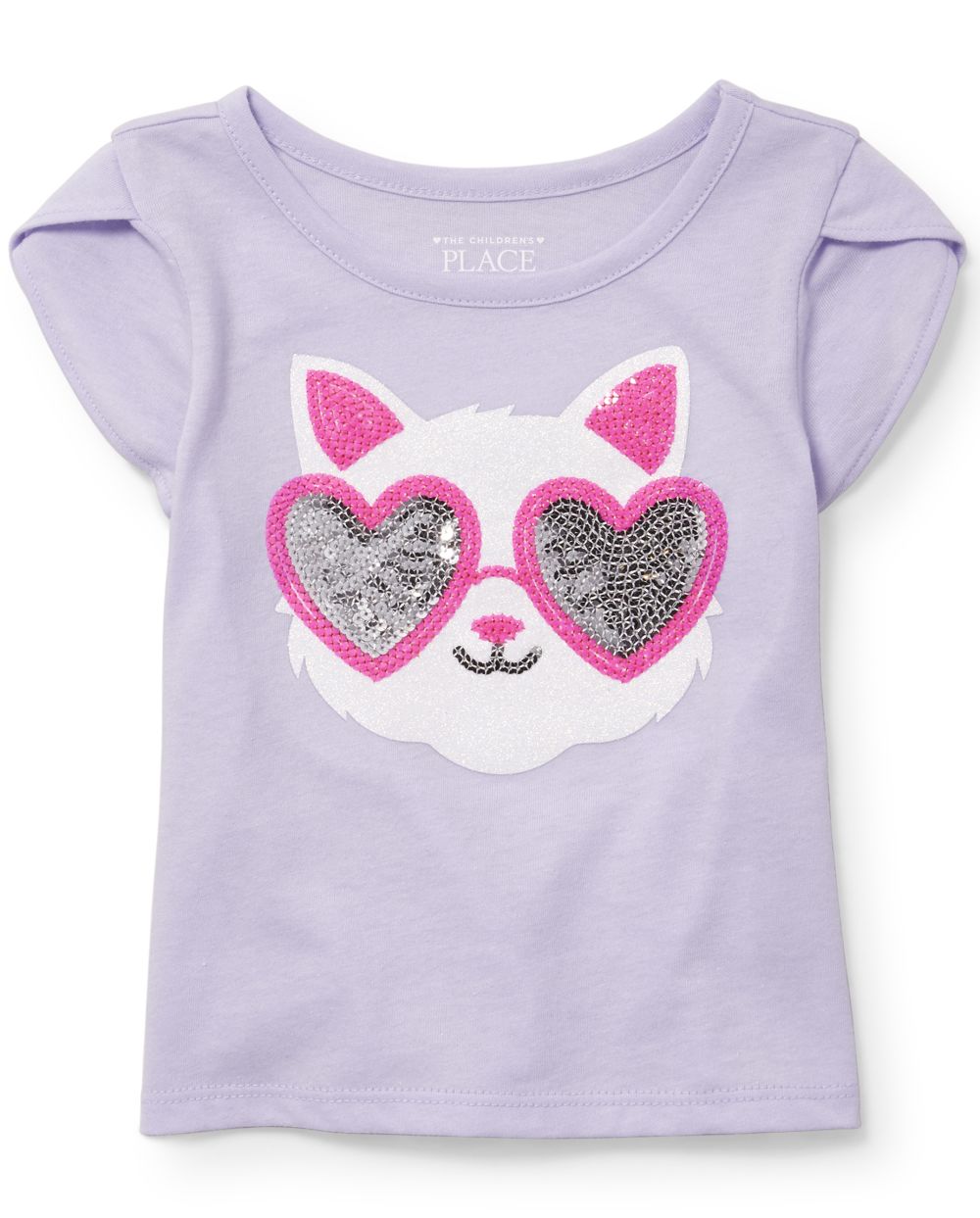 Baby And Toddler Girls Short Tulip Sleeve Embellished Graphic Top