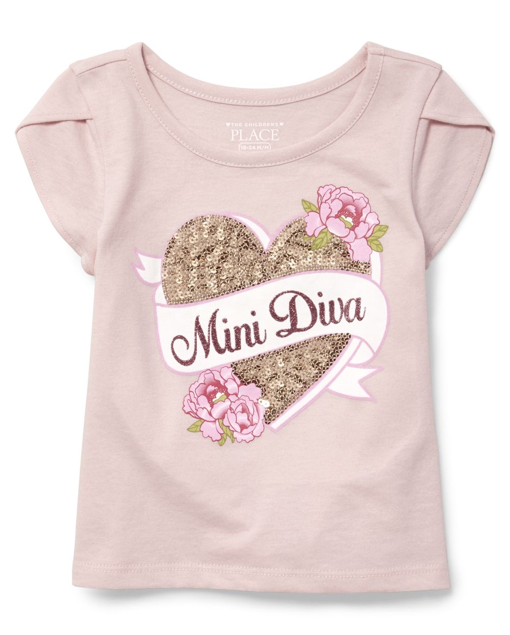Baby And Toddler Girls Short Tulip Sleeve Embellished Graphic Top