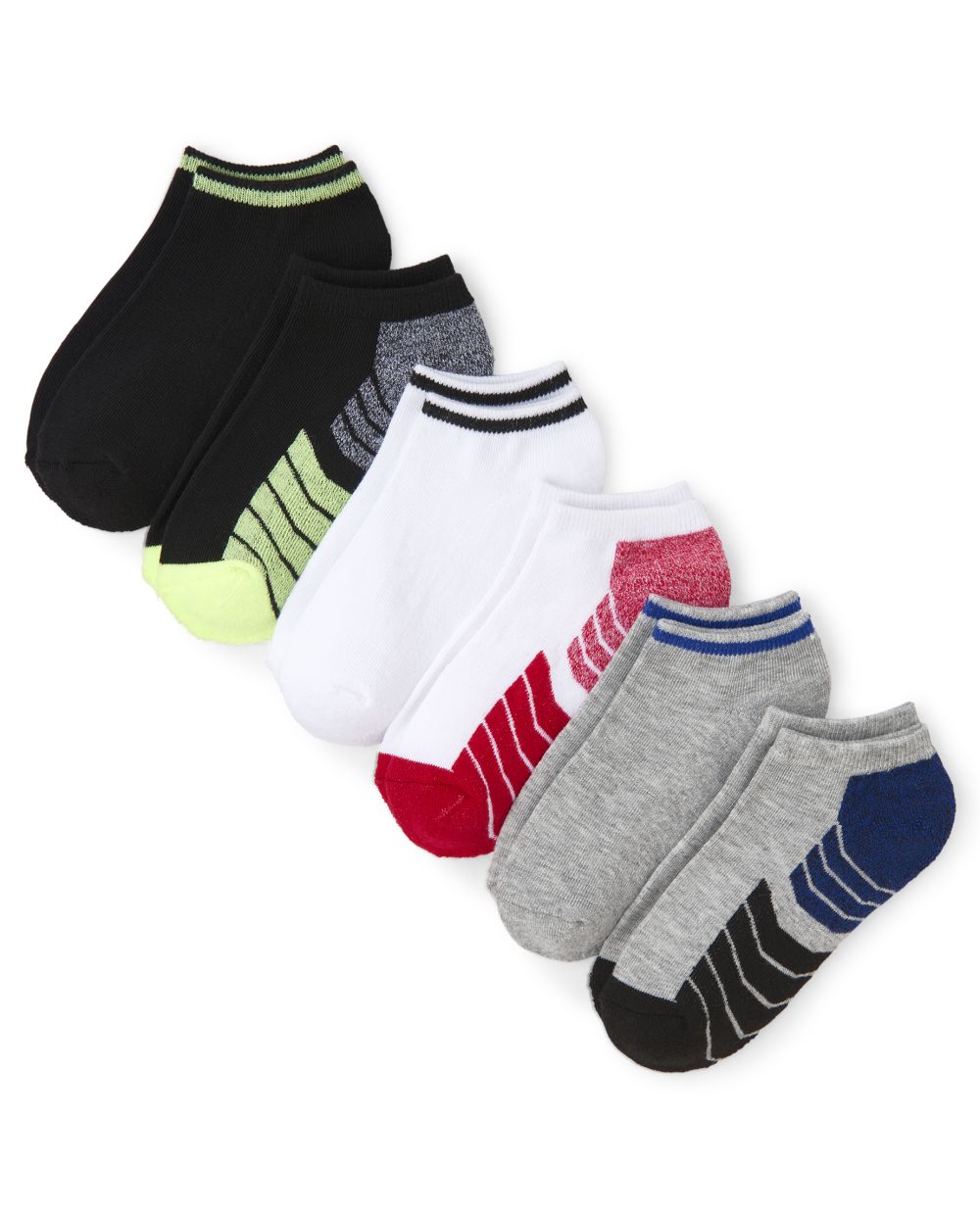 Boys Striped Cushioned Ankle Socks 6-Pack