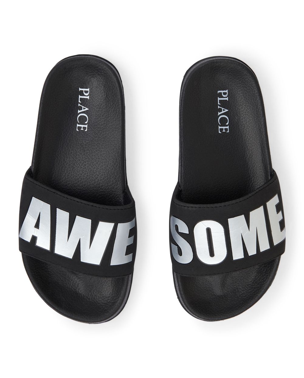 Boys 'Awesome' Faux Leather Slides