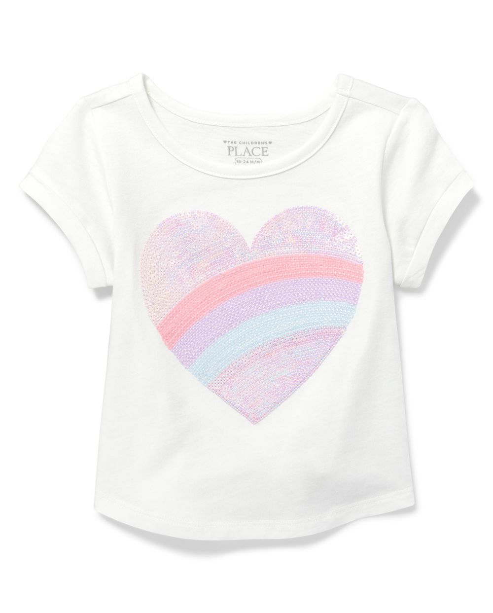 Baby And Toddler Girls Short Rolled Sleeve Embellished Graphic Top