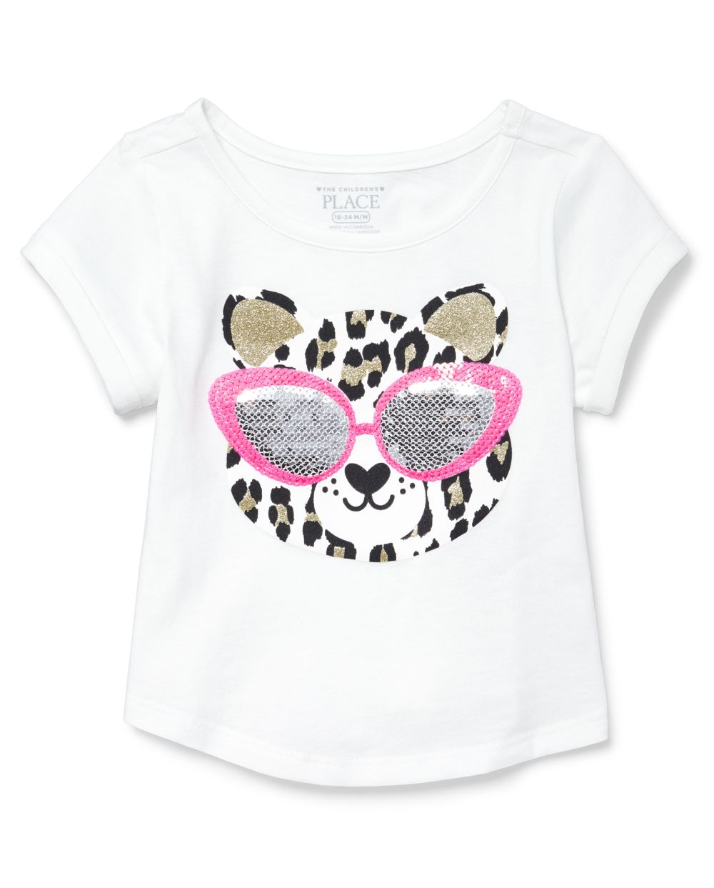 Baby And Toddler Girls Short Rolled Sleeve Embellished Graphic Top