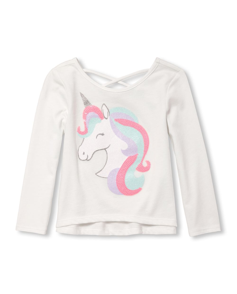 Baby And Toddler Girls Long Sleeve Embellished Graphic Cross Back Top