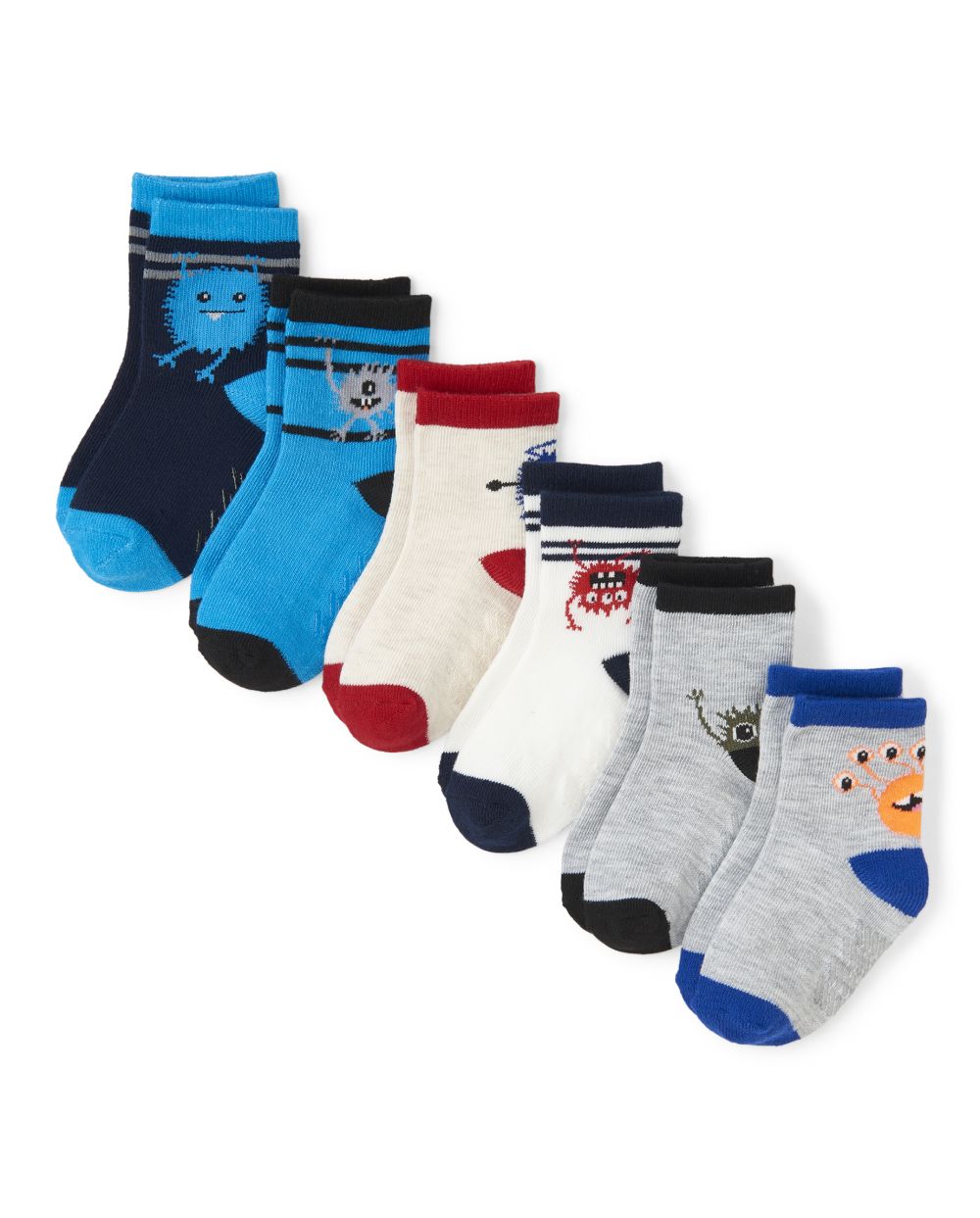 Toddler Boys Monster Midi Socks 6-Pack