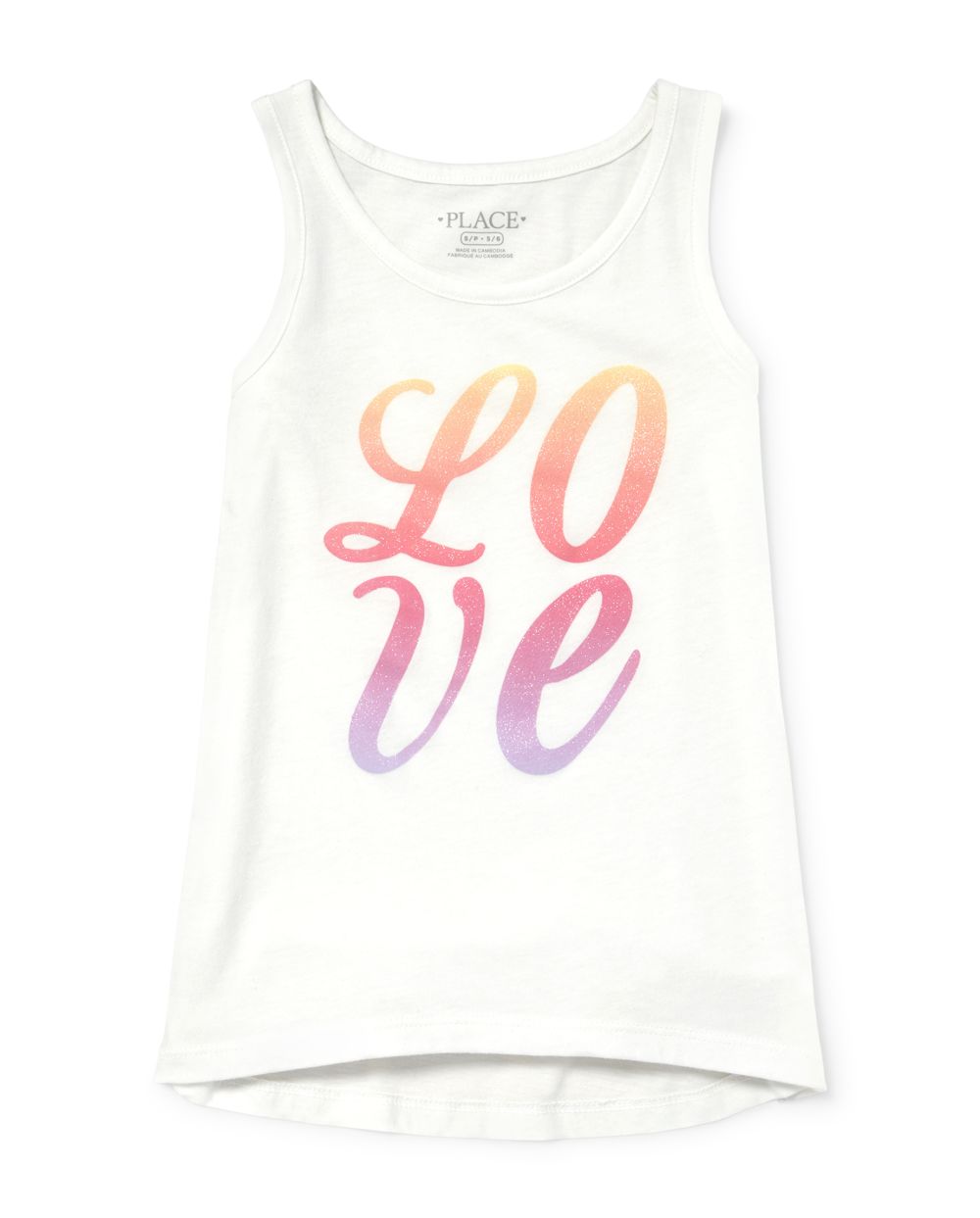 Girls Mix And Match Glitter Graphic High Low Tank Top