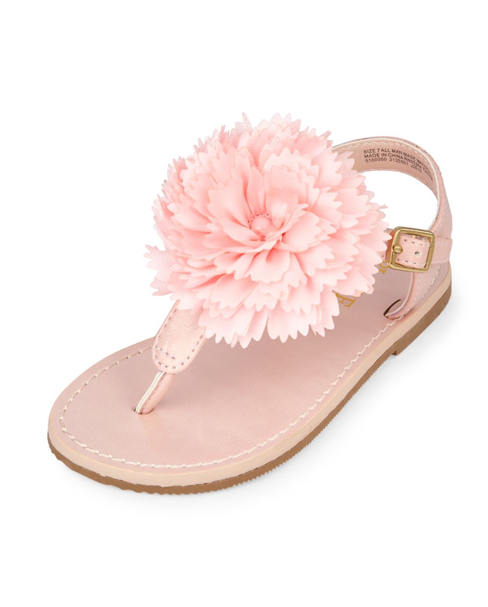 Toddler Girls Flower Faux Leather T-Strap Sandals