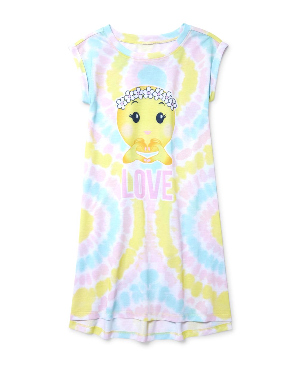 Girls Short Sleeve 'LOVE' Emoji Tie Dye Nightgown
