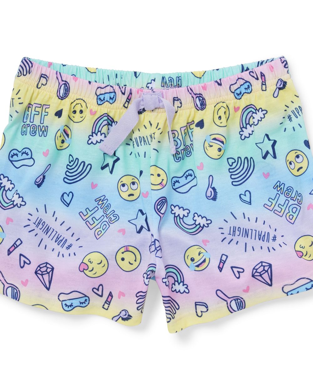 Girls Emoji Doodle Print Pajama Shorts