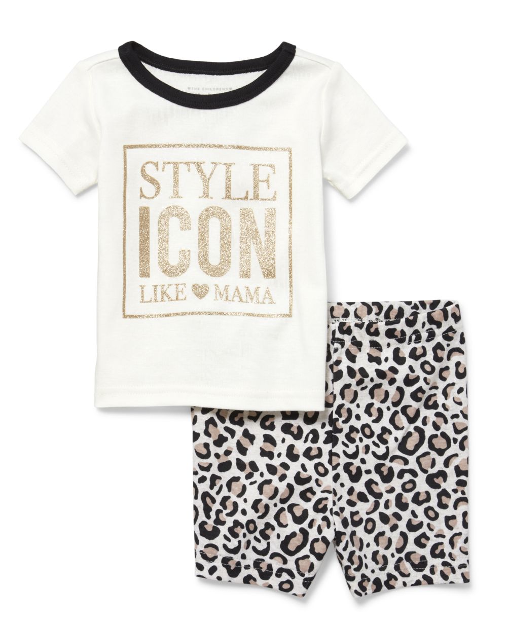 Baby And Toddler Girls Short Sleeve Glitter 'Style Icon' Leopard Snug ...