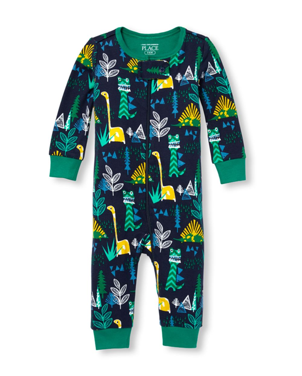 Baby And Toddler Boys Long Sleeve Dino Print Snug Fit Cotton One Piece ...
