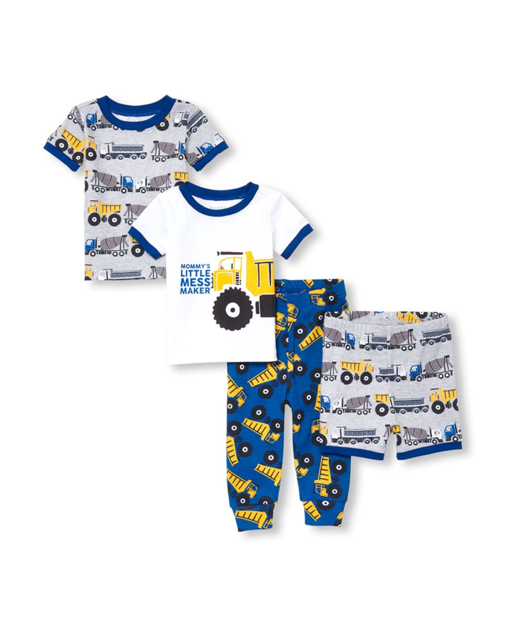 Baby And Toddler Boys Truck Snug Fit Cotton 4 Piece Pajamas