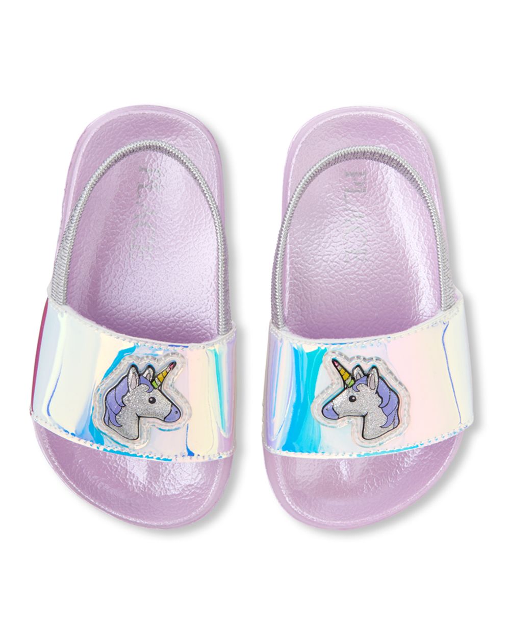 Toddler Girls Holographic Unicorn  Faux Leather Slides 